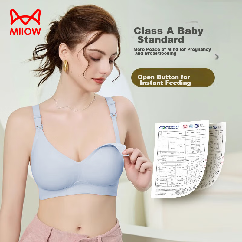 Maoren Maternity Bra for Women, 5A Antibacterial Nursing Bra, Postpartum Breastf...