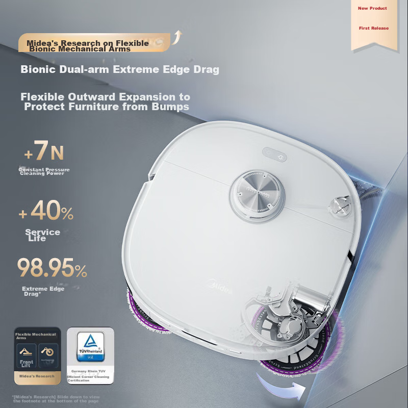 Midea Robot Vacuum Cleaner Lingmou V15 Pro, Polar White, All-In Automatic Cleani...