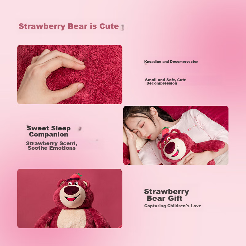 MINISO Official Strawberry Bear Disney Plush Toy Stuffed Animal Pillow Doll, Bir...