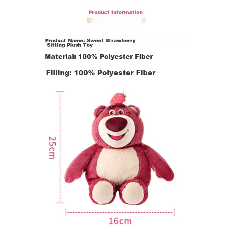 MINISO Official Strawberry Bear Disney Plush Toy Stuffed Animal Pillow Doll, Bir...