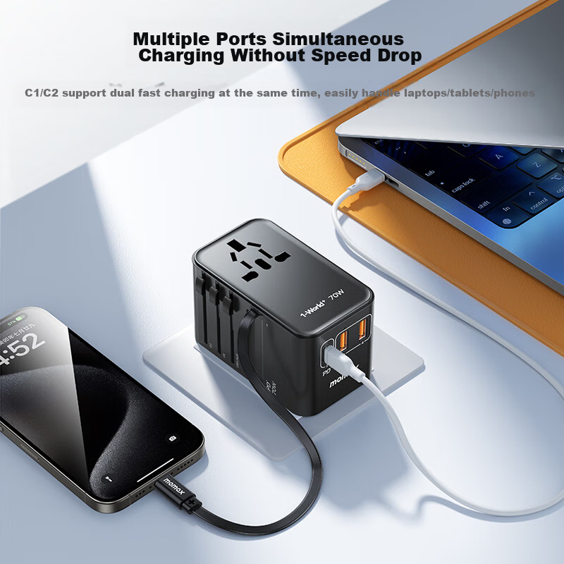 Momi Shi [70W Built-In Cable] Global Universal Adapter Travel Socket / Internati...