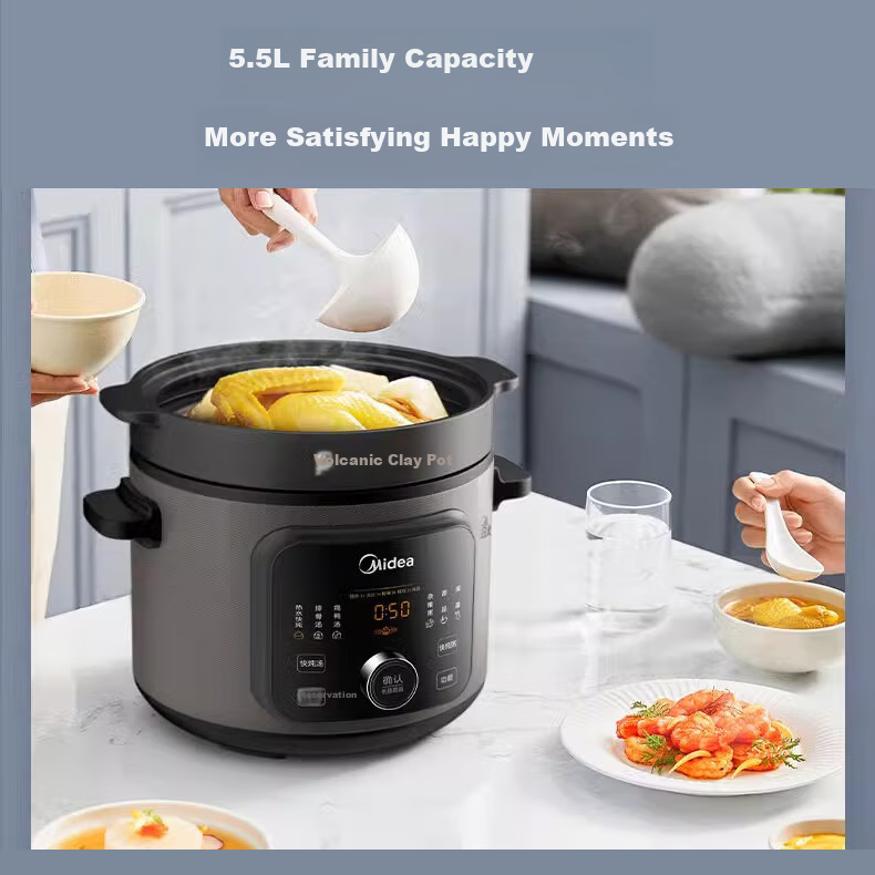 Midea 5.5L Electric Stew Pot Household Vertical Heating Soup Pot Large Capacity...