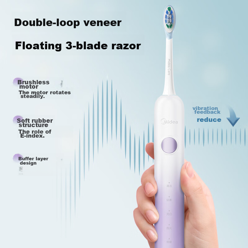 Midea Electric Toothbrush Portable Adult Upgraded Vibration 180-Day Long Battery...