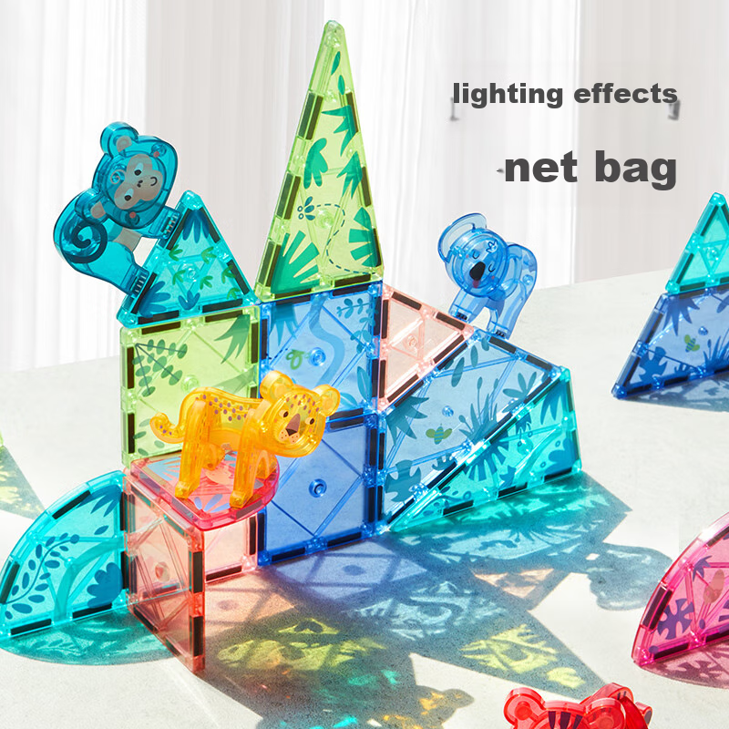 MiDeer Children's Diamond Pattern Colored Window Magnetic Building Blocks Toy, 4...