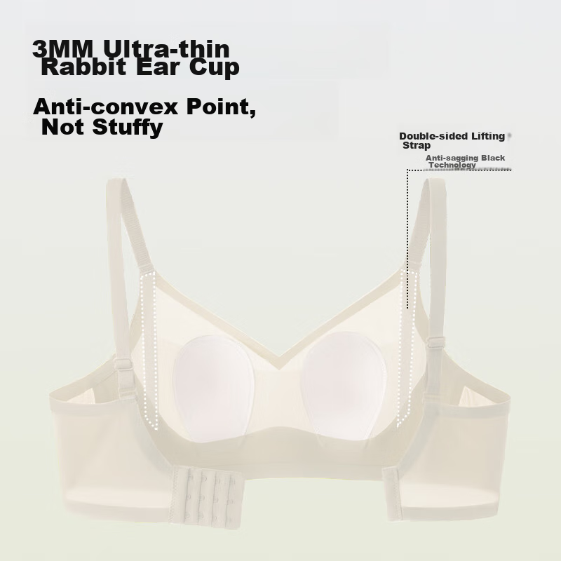 MiiOW Seamless Bra for Women, Large Bust Minimizer, Rabbit Ear Cups, Push-Up, Wi...