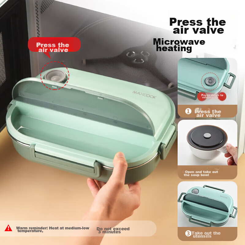 Meichun (Maxcook) 304 Stainless Steel Lunch Box, Microwave-Safe 5-Compartment In...