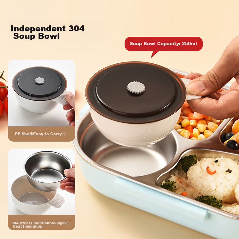 Meichun (Maxcook) 304 Stainless Steel Lunch Box, Microwave-Safe 5-Compartment In...