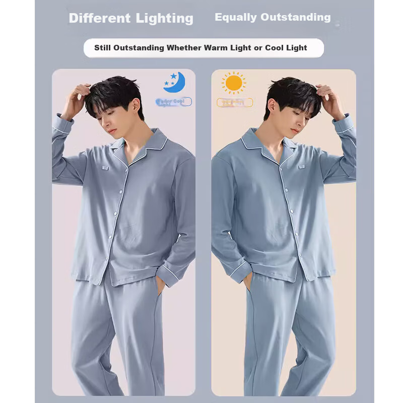 Mianshisan Men's Pajamas, Spring And Autumn Style, Long Sleeves And Pants, Large...