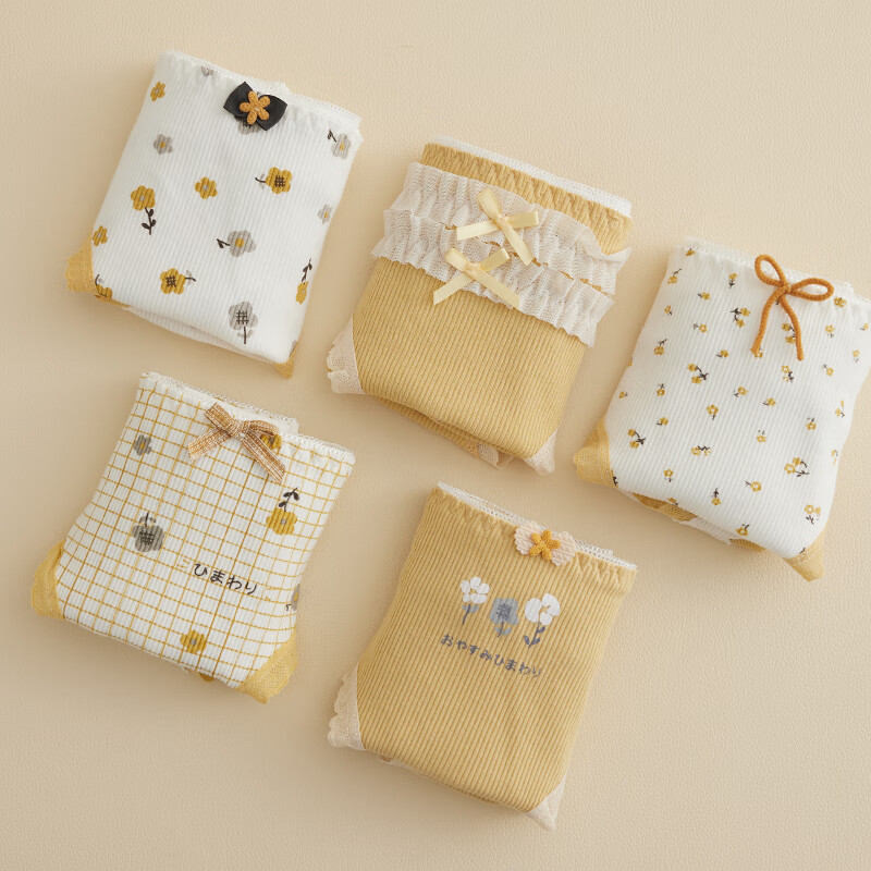 Modal 5-Pack Women's Pure Cotton Underwear Japanese Style Cute Mid-Rise Teenage...