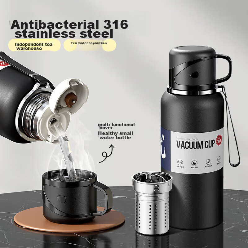 Miaoxiaoshu Insulated Mug for Men, Large Capacity, Tea Infuser, 316 Stainless St...