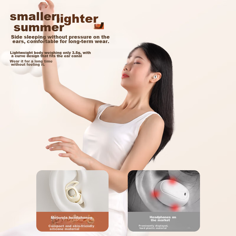 Motorola B20 Sleep Earphones, Bluetooth for Sleeping, Noise-Cancelling, Side-Lyi...