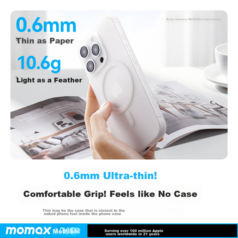 MOMAX Ultra-Thin Invisible Case for Apple IPhone 16 Plus, Magnetic MagSafe Compa...