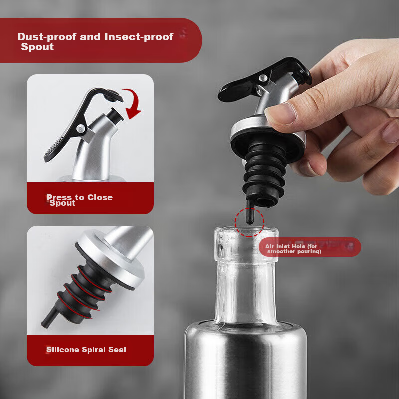 Maxcook Stainless Steel Glass Oil Bottle, Condiment Bottle, Oil Container, 500ml...