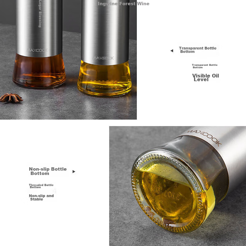 Maxcook Stainless Steel Glass Oil Bottle, Condiment Bottle, Oil Container, 500ml...