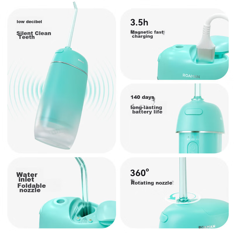 ROOMAN Water Flosser, Oral Irrigator, Dental Water Flosser, Portable Dental Clea...