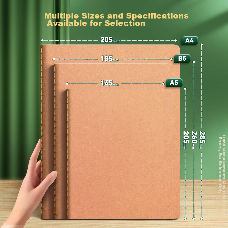 Mingyu 5-Pack A5 Notebooks with Kraft Paper Covers, Simple Thick Sewn Binding, S...