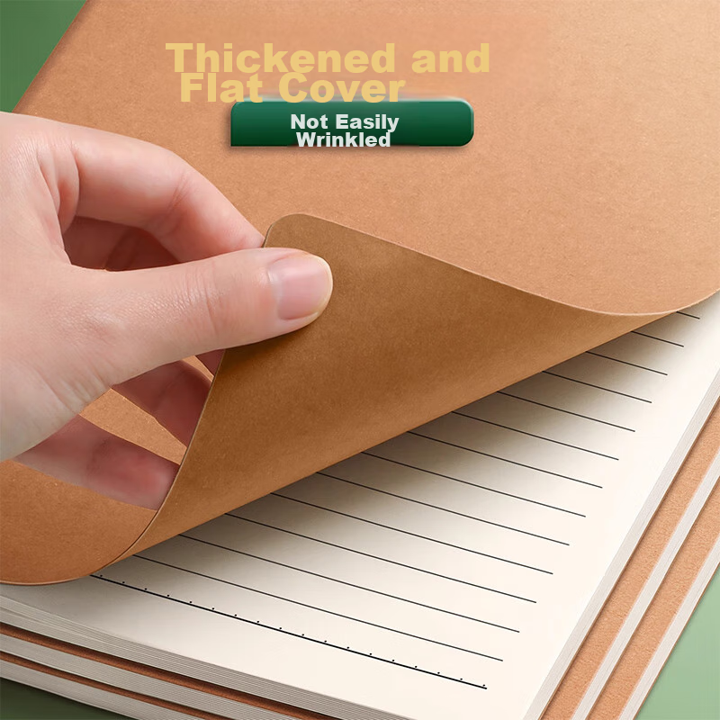 Mingyu 5-Pack A5 Notebooks with Kraft Paper Covers, Simple Thick Sewn Binding, S...