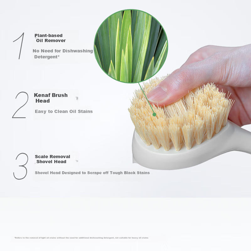 Miaojie Long-Handled Pot Scrubber, Plant Sisal Effective Degreasing Non-Shedding...