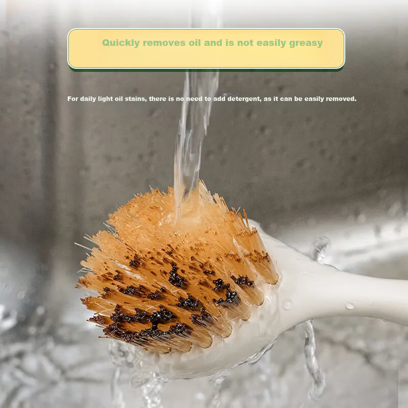 Miaojie Long-Handled Pot Scrubber, Plant Sisal Effective Degreasing Non-Shedding...