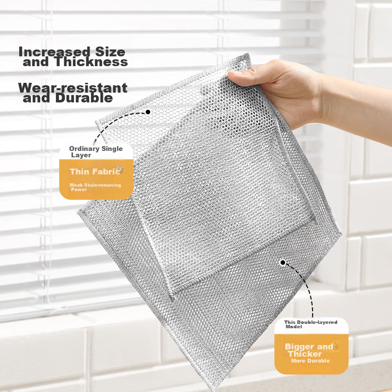 Meiliya Steel Wire Cleaning Cloth 5-Pack, Kitchen Alternative to Steel Wool, Dou...