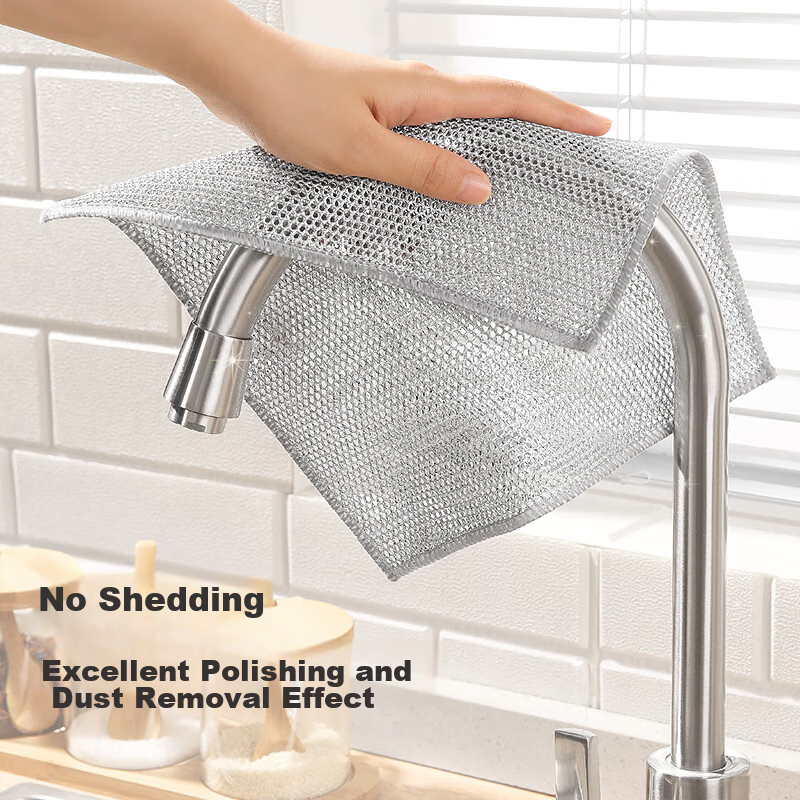 Meiliya Steel Wire Cleaning Cloth 5-Pack, Kitchen Alternative to Steel Wool, Dou...