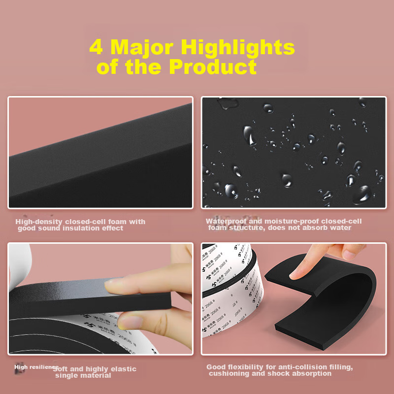 Mileqi Strong Adhesive Single-Sided EVA Foam Tape Thickened Shockproof Windproof...