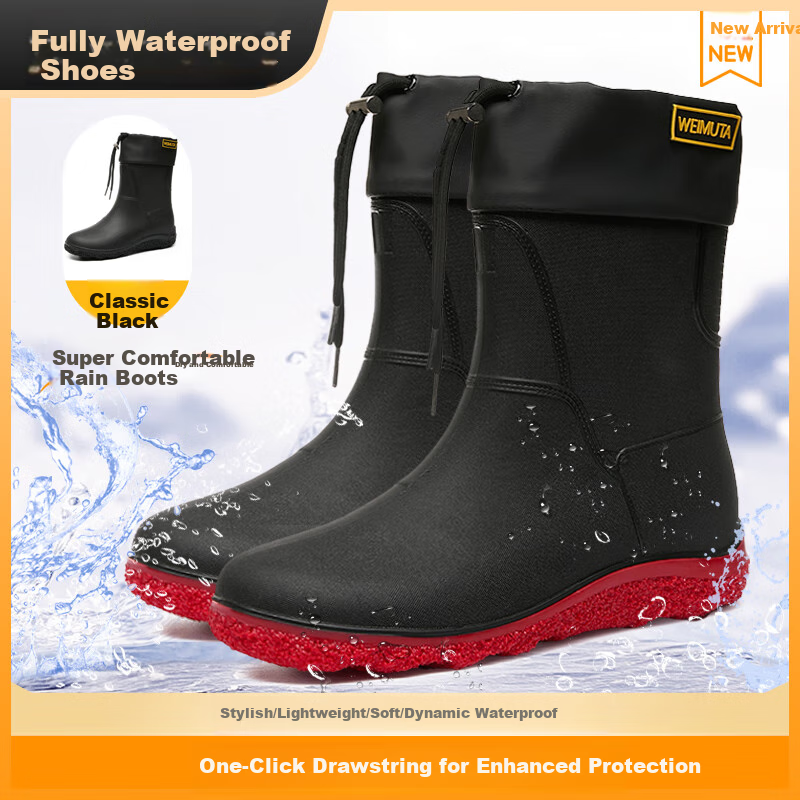 Blue Seagull Shield Men's High Tube Waterproof Shoes Rain Boots Rubber Shoes Out...