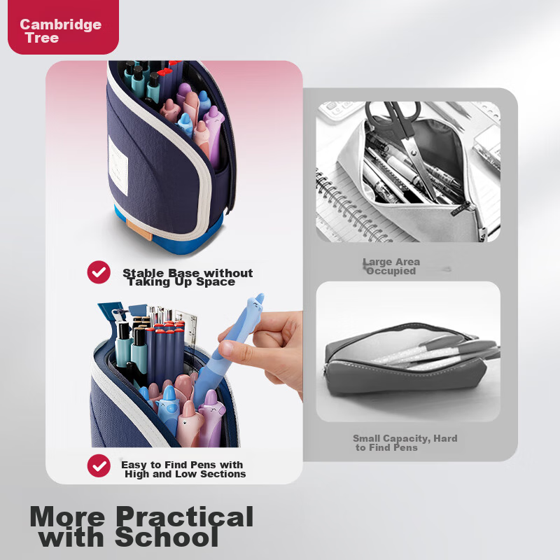 Cambridge Standing Pencil Case, Large Capacity for Primary School Students, Styl...