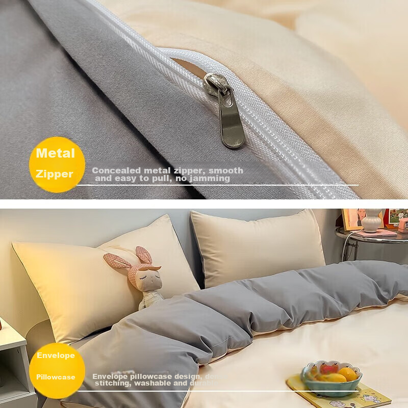 Jiuzhoulv Skin-Friendly Bare Sleeping Four-Piece Set, Washable Brushed Bedding S...