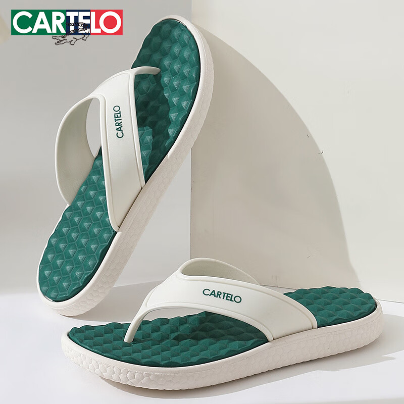CARTELO Men's Summer Outdoor Casual Slippers Beach Shoes Men's 1550 Green Size 4...