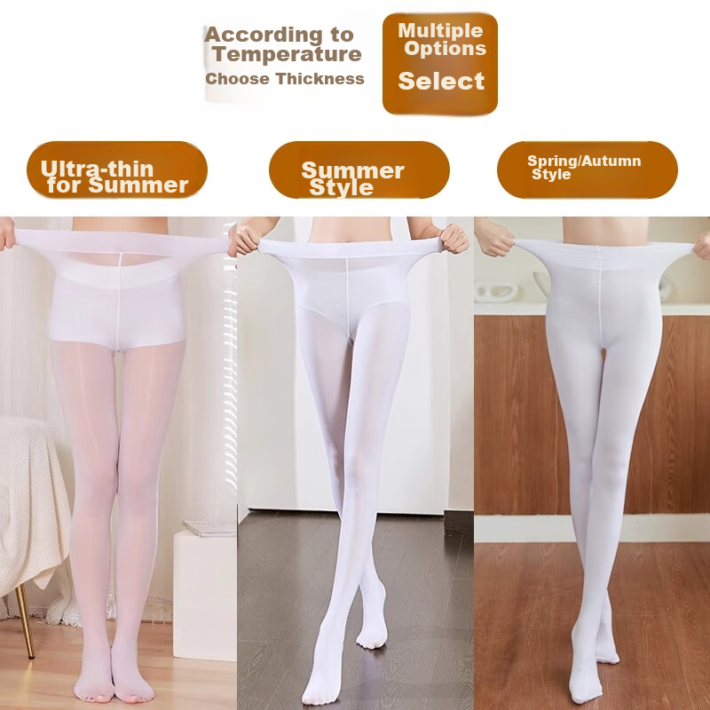 Langsha Dance Socks, White Stockings, White Silk Pantyhose, Student Base Layer S...