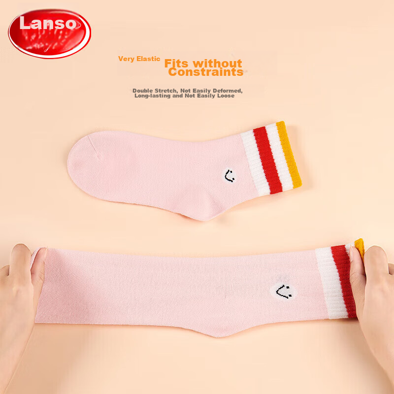 Langsha Children's Socks, Girls' Mid-Calf Cotton Socks for All Seasons, High-Ela...