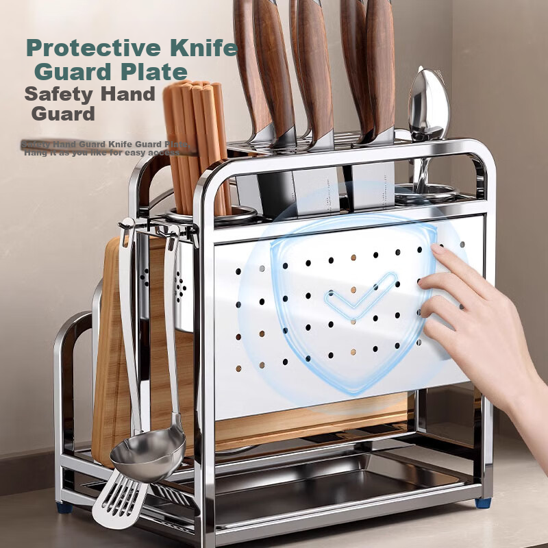 Jingyan Stainless Steel Knife Holder Kitchen Knife Cutting Board Rack Multi-func...
