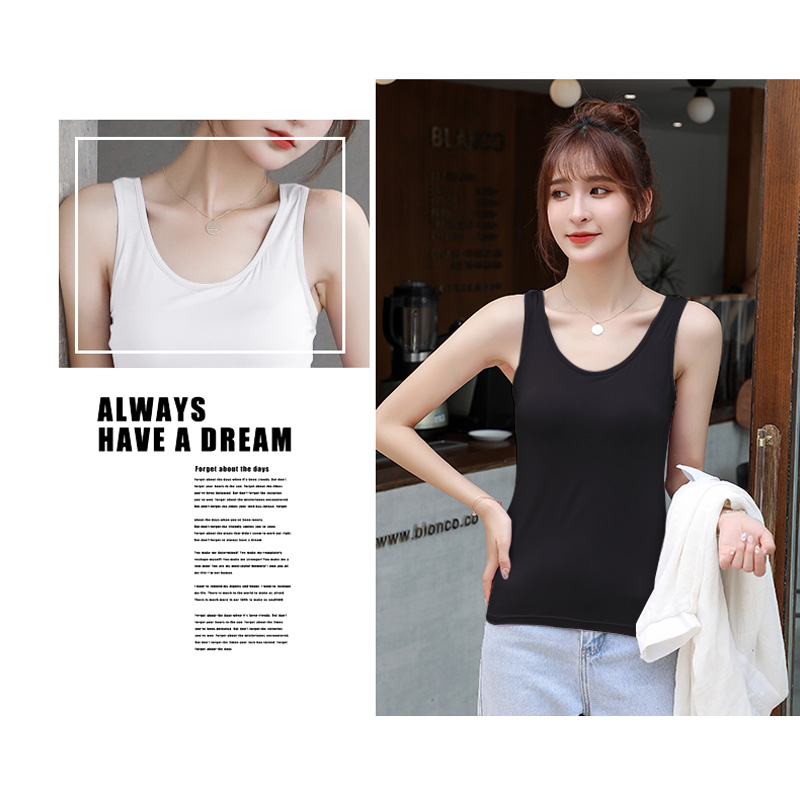 LangSha (2 pieces) Women's Camisole Tank Top Inner Wear Camisole Shirt Black One...