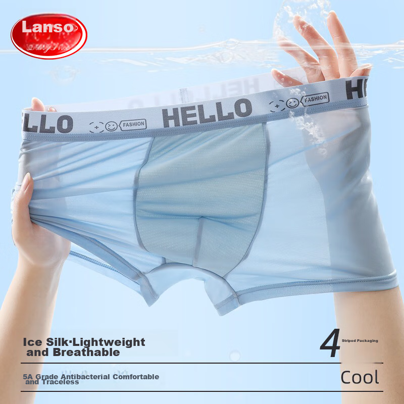Langsha Men's Underwear, Antibacterial Ice Silk Breathable Boxer Briefs, Summer...