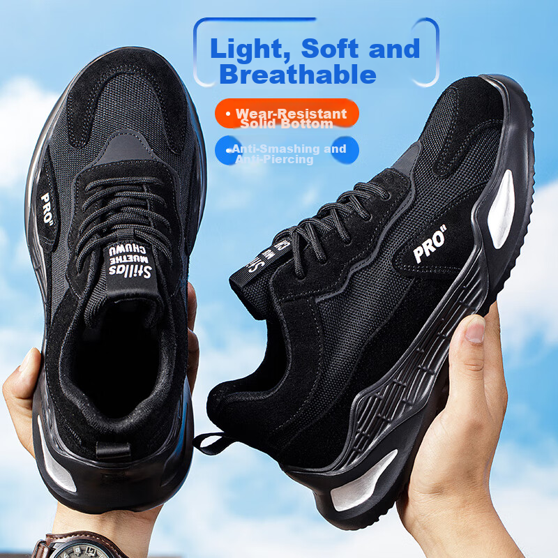 Laoguanjia Safety Shoes for Men, Ultra-Light Breathable Steel Toe Anti-Smashing...