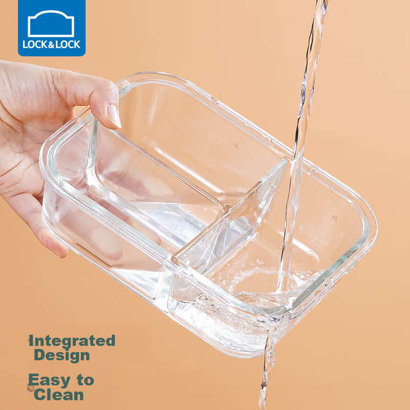 Lock & Lock Compartment Lunch Box, Microwave-Safe Glass Food Storage Container,...