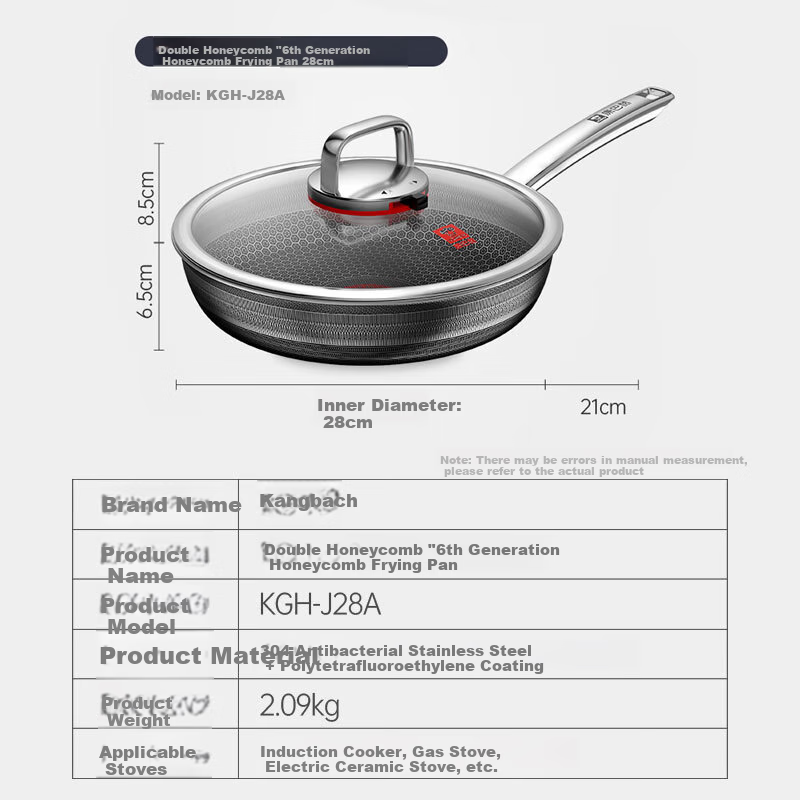 KBH 6th Generation Non-stick Antibacterial Stainless Steel Flat Bottom Honeycomb...