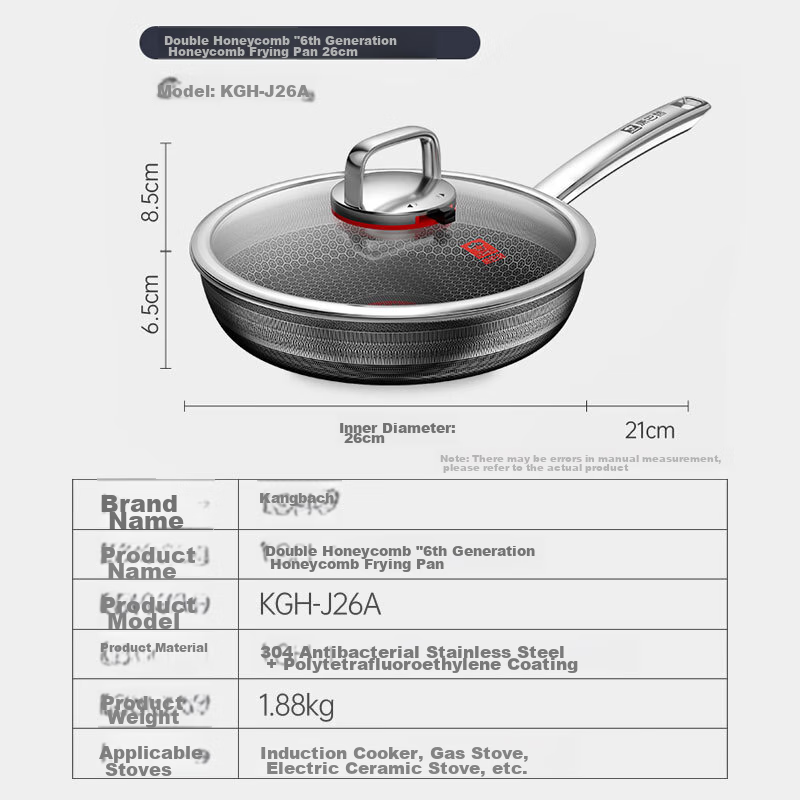 Kangbahe Sixth Generation Non-Stick Pan, Antibacterial Stainless Steel Flat Bott...