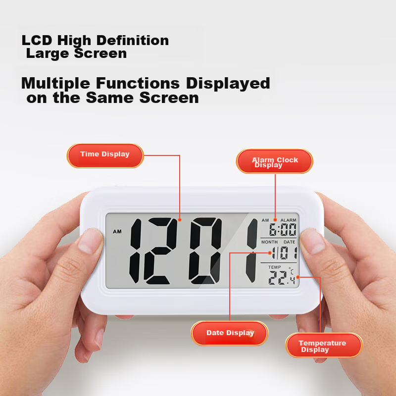 Compas Multifunctional Electronic Student Alarm Clock, Backlit Digital Clock, Ch...