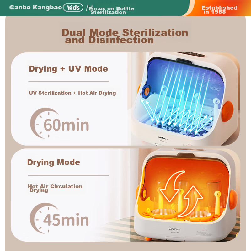 Kangbao Baby Bottle Sterilizer Cabinet with UV Light, Bottle Sterilizer with Dry...