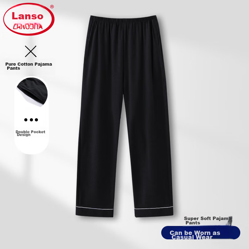Langsha Men's Cotton Pajama Pants, 7A Antibacterial, Large Size, Sports Casual,...