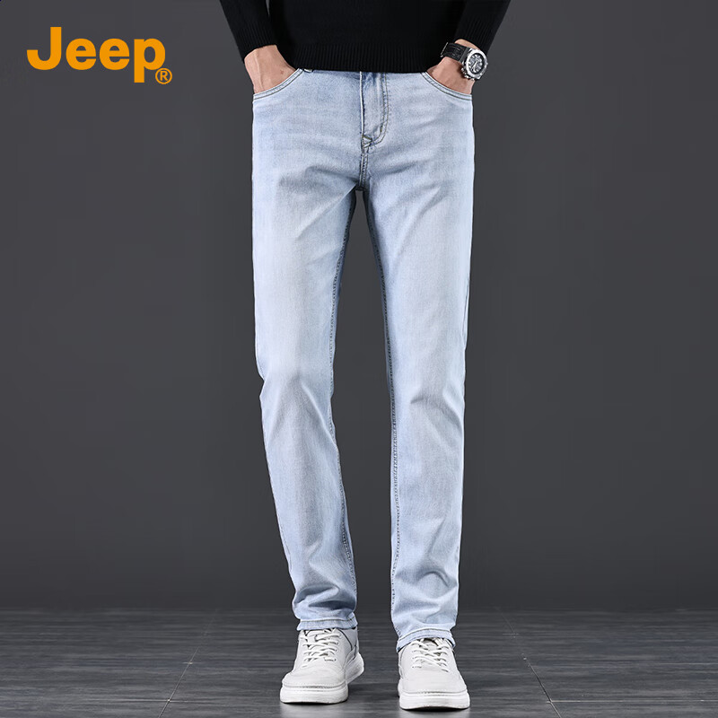 JEEP 2024 Autumn/Winter New Men's Jeans Men's High-end Slim Fit Straight Stretch...