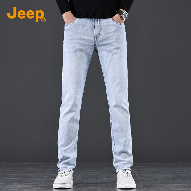 JEEP 2024 Autumn/Winter New Men's Jeans Men's High-end Slim Fit Straight Stretch...