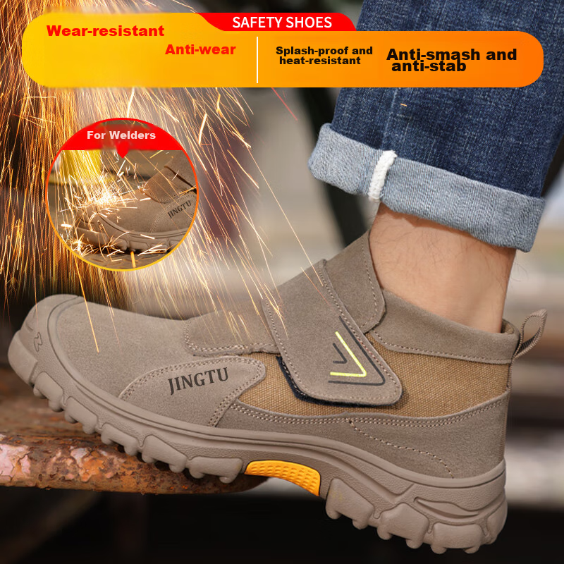 Jingtu Welding Safety Shoes for Men, Steel Toe Cap, Puncture-Resistant, Winter W...