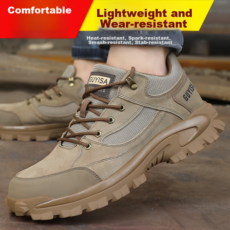 Blue Owl Shield Safety Shoes for Men, Non-Slip, Steel Toe Cap, Puncture-Resistan...