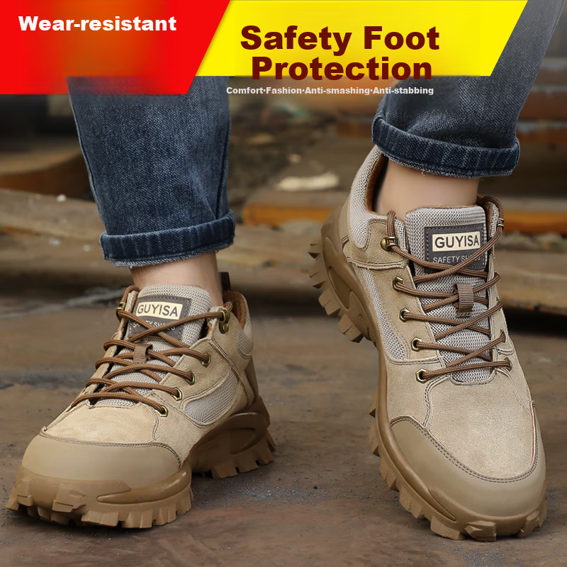 Blue Owl Shield Safety Shoes for Men, Non-Slip, Steel Toe Cap, Puncture-Resistan...