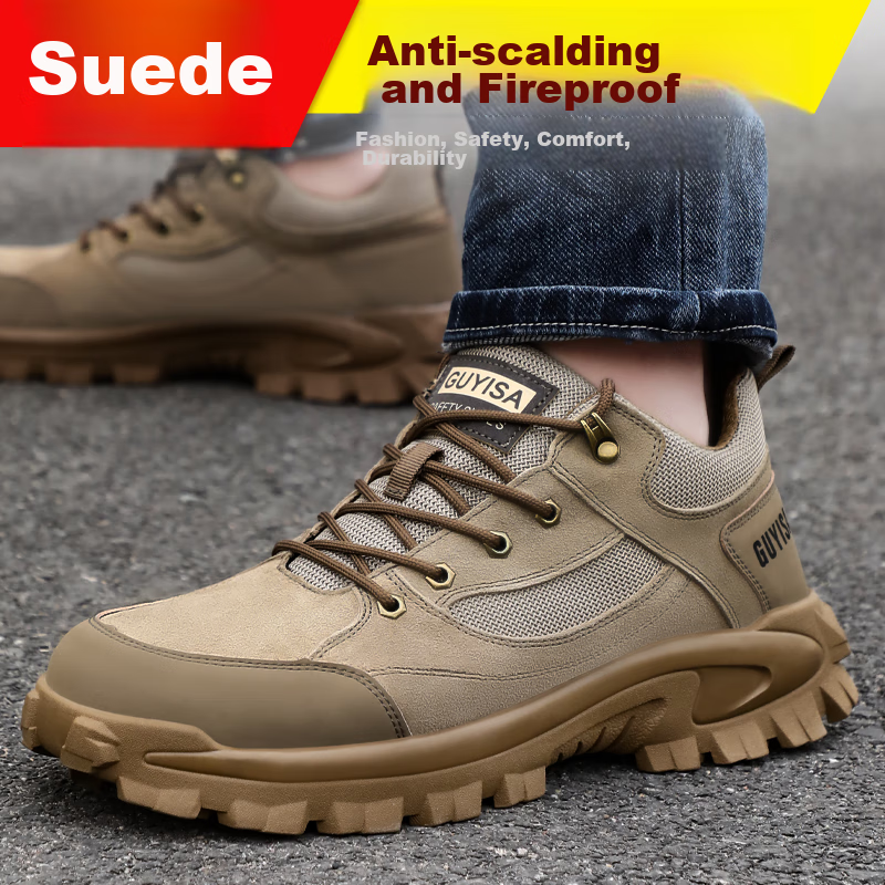 Blue Owl Shield Safety Shoes for Men, Non-Slip, Steel Toe Cap, Puncture-Resistan...