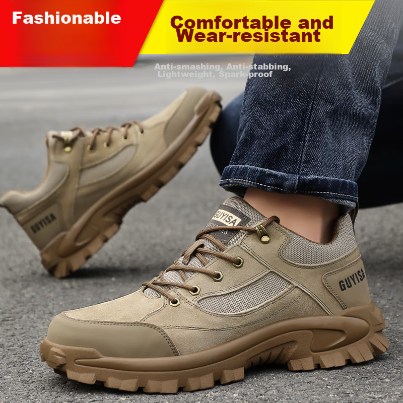 Blue Owl Shield Safety Shoes for Men, Non-Slip, Steel Toe Cap, Puncture-Resistan...