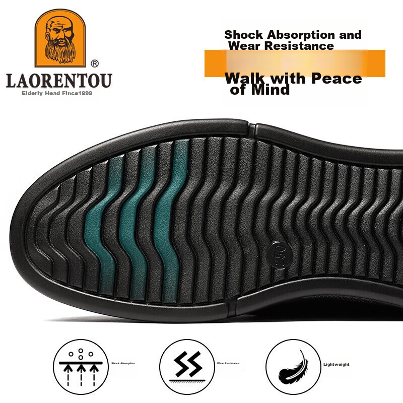 LAORENTOU Leather Shoes for Men, Spring And Autumn Business Casual Shoes, Top-Gr...